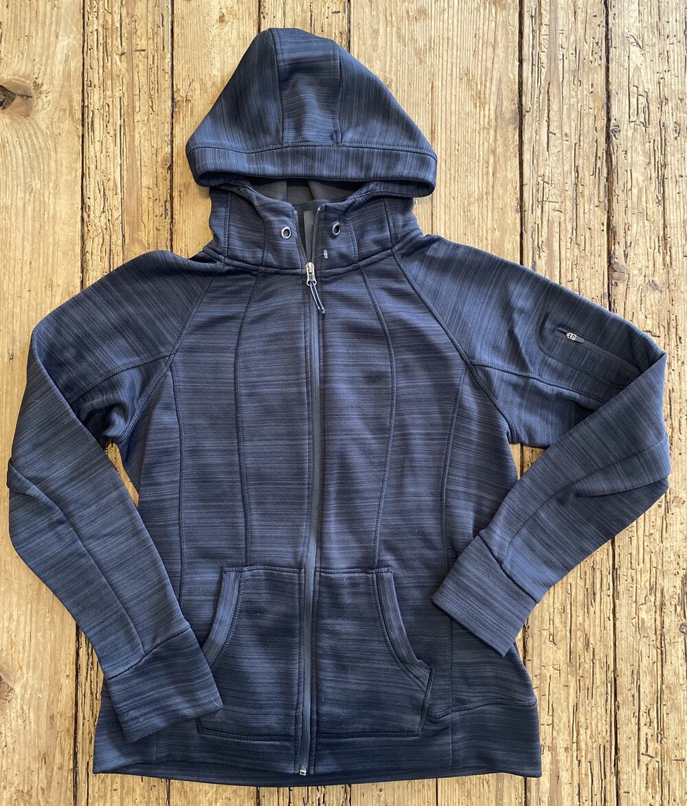 90 Degree Womens Size Xl Dark Blue Striped Athletic Hooded Jacket
